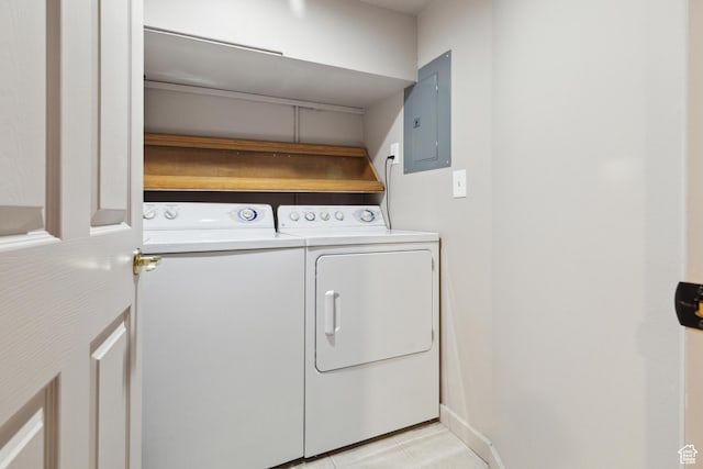 1095 N 100 W, Pleasant Grove, UT 84062 - laundry room featuring washing machine and dryer, electric panel, and light tile patterned floors