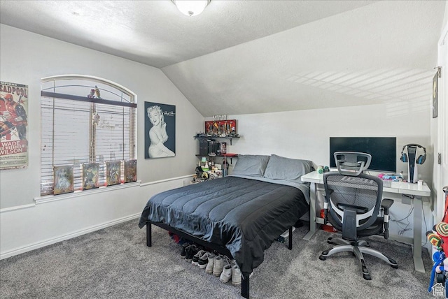 14263 S Morning Light Dr W, Herriman, UT 84065 - carpeted bedroom with vaulted ceiling, a desk, and baseboards
