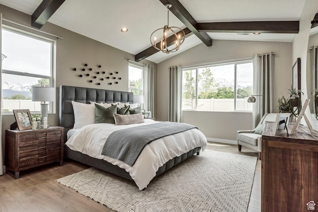 873 S 120 W Unit 003, American Fork, UT 84003 - bedroom featuring a chandelier, light wood-style floors, multiple windows, and recessed lighting