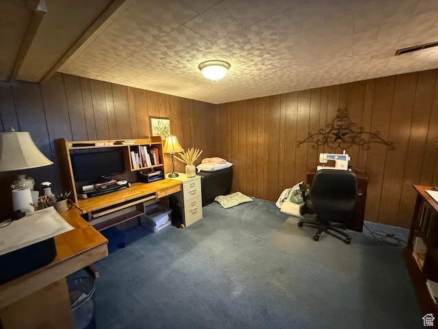 272 E 3000 N, North Ogden, UT 84414 - carpeted home office featuring wood walls