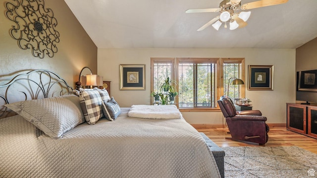 1988 Fieldstone Ln, Heber City, UT 84032 - bedroom with lofted ceiling, wood finished floors, baseboards, and ceiling fan
