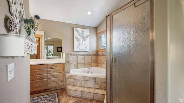 1988 Fieldstone Ln, Heber City, UT 84032 - full bathroom featuring vanity, a bath, and a shower stall