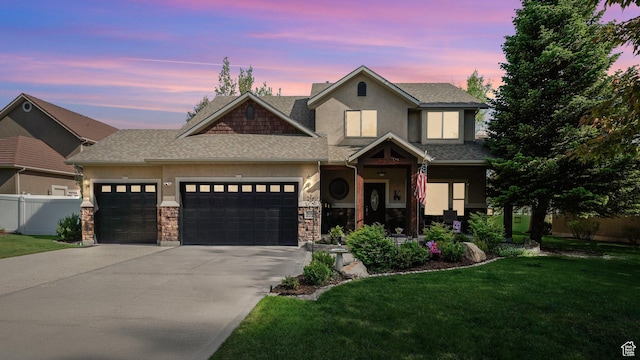 1988 Fieldstone Ln, Heber City, UT 84032 - view of front of home with a garage, concrete driveway, stucco siding, and roof with shingles