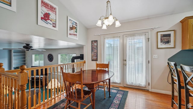 677 E 110 N, Heber City, UT 84032 - dining area with wood finished floors, a chandelier, french doors, baseboards, and a ceiling fan