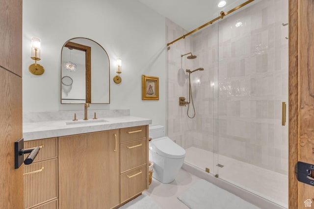 1735 Red Hawk Trl, Park City, UT 84098 - bathroom featuring toilet, a stall shower, and vanity