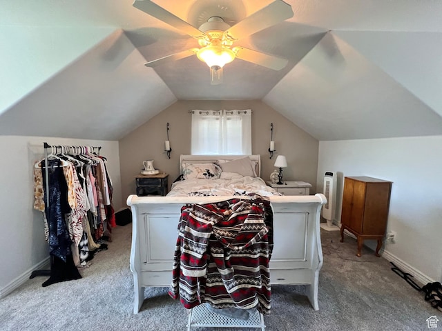 505 W 300 N, Orangeville, UT 84537 - bedroom featuring carpet flooring, ceiling fan, lofted ceiling, and baseboards