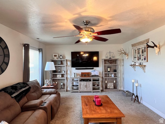 505 W 300 N, Orangeville, UT 84537 - living room featuring ceiling fan, carpet flooring, and baseboards