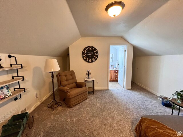 505 W 300 N, Orangeville, UT 84537 - sitting room with carpet floors, vaulted ceiling, and baseboards
