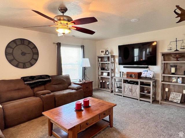 505 W 300 N, Orangeville, UT 84537 - living room with carpet floors and a ceiling fan