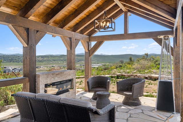 6380 N Silver Sage Dr, Park City, UT 84098 - view of patio / terrace with a mountain view, outdoor lounge area, and a gazebo