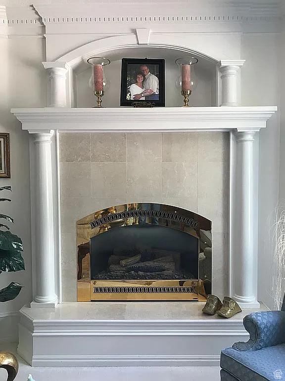4093 Imperial Way, Provo, UT 84604 - detailed view of decorative columns and a tile fireplace