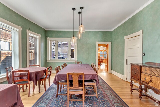 15 S 1200 E, Salt Lake City, UT 84102 - dining room featuring light wood-style floors, ornamental molding, and baseboards
