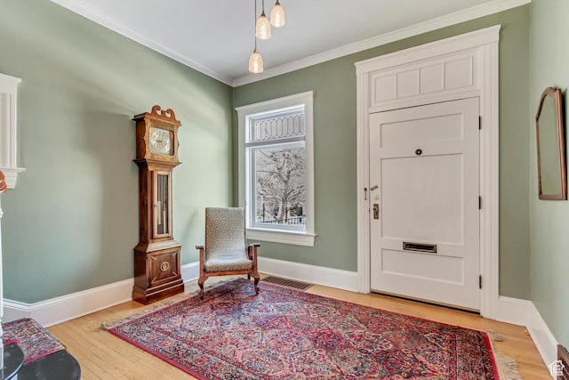 15 S 1200 E, Salt Lake City, UT 84102 - foyer entrance with light wood-type flooring, baseboards, and ornamental molding