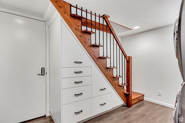 15 S 1200 E, Salt Lake City, UT 84102 - stairs featuring wood finished floors, baseboards, and recessed lighting