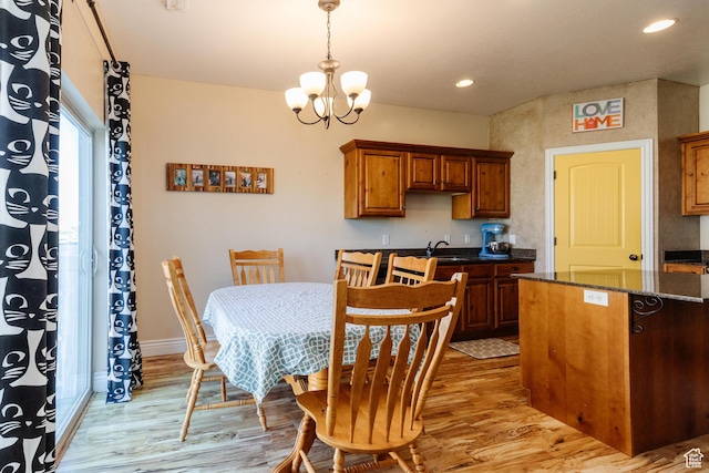 691 N 240 E Unit 39, Smithfield, UT 84335 - dining room featuring light wood-type flooring, a chandelier, recessed lighting, and baseboards