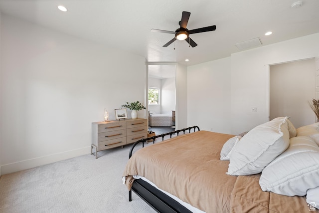 3322 S 2240 E, St George, UT 84790 - bedroom featuring light colored carpet, recessed lighting, baseboards, and a ceiling fan