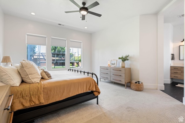 3322 S 2240 E, St George, UT 84790 - bedroom with recessed lighting, baseboards, ceiling fan, and carpet floors