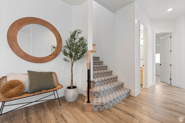 3322 S 2240 E, St George, UT 84790 - stairway featuring hardwood / wood-style floors, baseboards, and recessed lighting