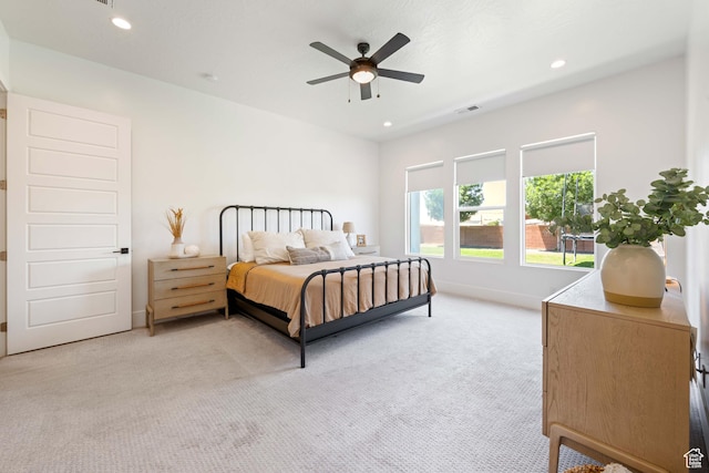 3322 S 2240 E, St George, UT 84790 - bedroom with light carpet, baseboards, recessed lighting, and a ceiling fan