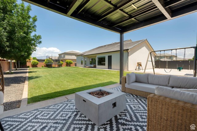 3322 S 2240 E, St George, UT 84790 - view of patio featuring an outdoor living space with a fire pit