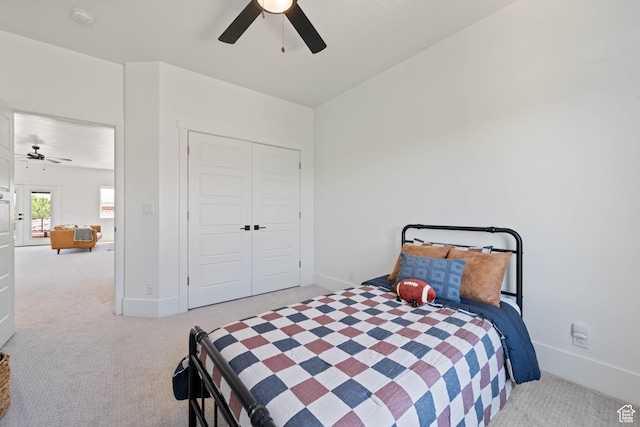 3322 S 2240 E, St George, UT 84790 - carpeted bedroom with baseboards, a closet, and ceiling fan