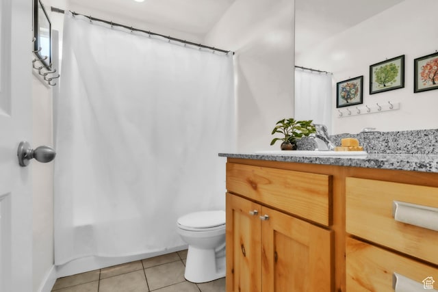 276 N Elk Ridge Dr, Elk Ridge, UT 84651 - bathroom with vanity, tile patterned floors, toilet, and shower / bath combo