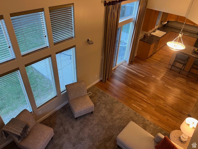 15146 S Walnut Grove Dr, Draper, UT 84020 - living area with wood finished floors and baseboards