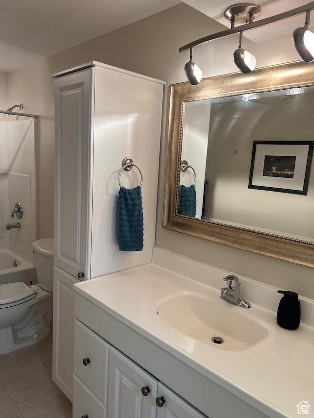 15146 S Walnut Grove Dr, Draper, UT 84020 - bathroom with vanity, toilet, tile patterned flooring, and bathing tub / shower combination