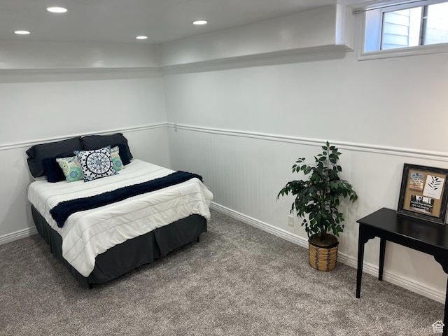 2717 S Orchard Dr, Bountiful, UT 84010 - bedroom featuring carpet flooring, wainscoting, and recessed lighting