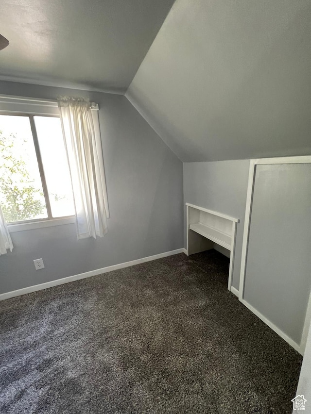 2717 S Orchard Dr, Bountiful, UT 84010 - additional living space featuring lofted ceiling, dark carpet, and baseboards
