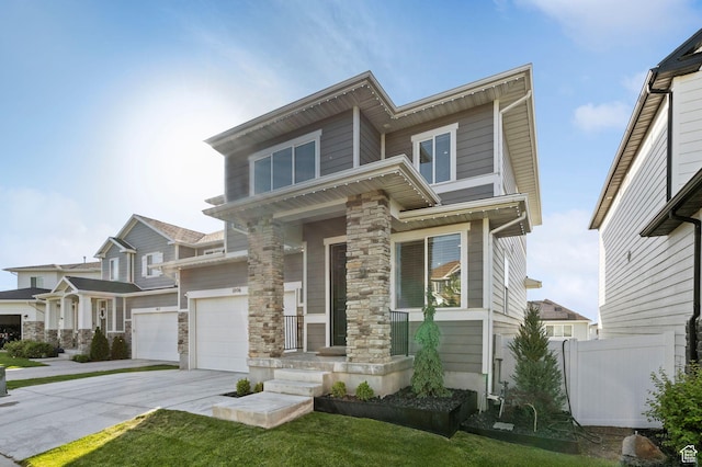 1006 W Firelock Way S, Bluffdale, UT 84065 - view of front of property with driveway, a garage, and stone siding