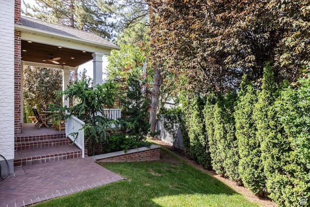 2590 E Olympus Dr, Holladay, UT 84124 - view of yard featuring ceiling fan and a porch