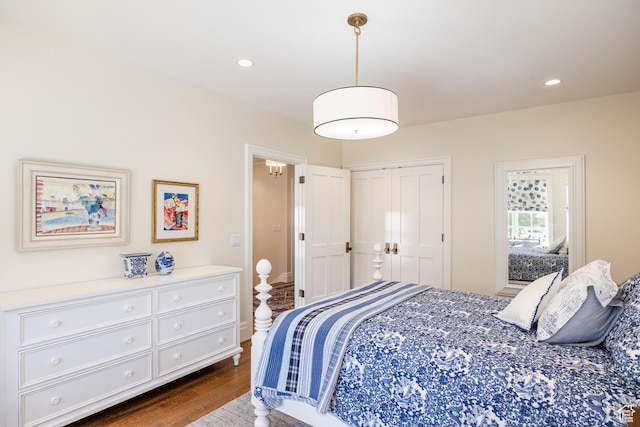 2590 E Olympus Dr, Holladay, UT 84124 - bedroom featuring dark wood-style floors and recessed lighting