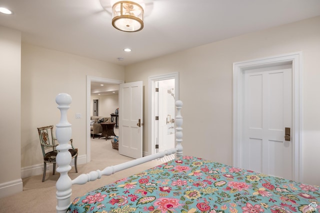 2590 E Olympus Dr, Holladay, UT 84124 - bedroom featuring light carpet, recessed lighting, and baseboards
