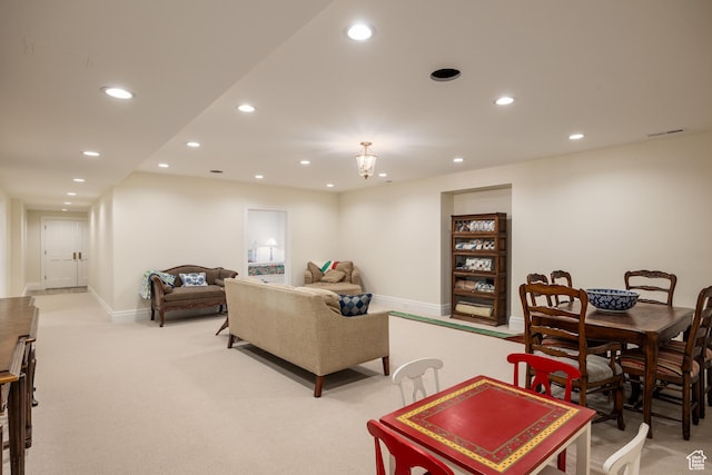 2590 E Olympus Dr, Holladay, UT 84124 - living room featuring light colored carpet, recessed lighting, and baseboards