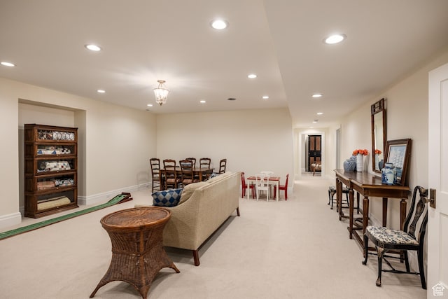 2590 E Olympus Dr, Holladay, UT 84124 - living room with recessed lighting, light carpet, and baseboards