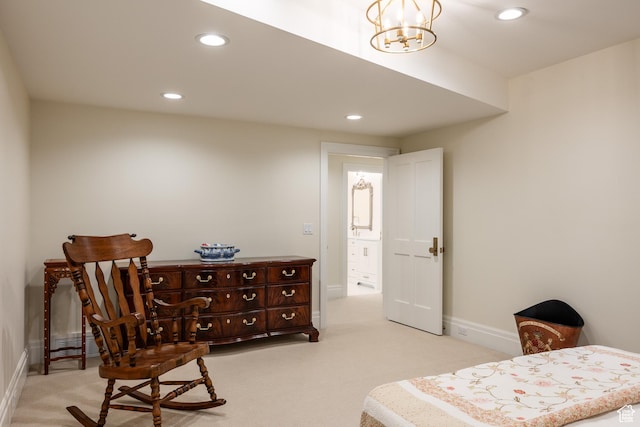2590 E Olympus Dr, Holladay, UT 84124 - sitting room featuring carpet, recessed lighting, baseboards, and a chandelier