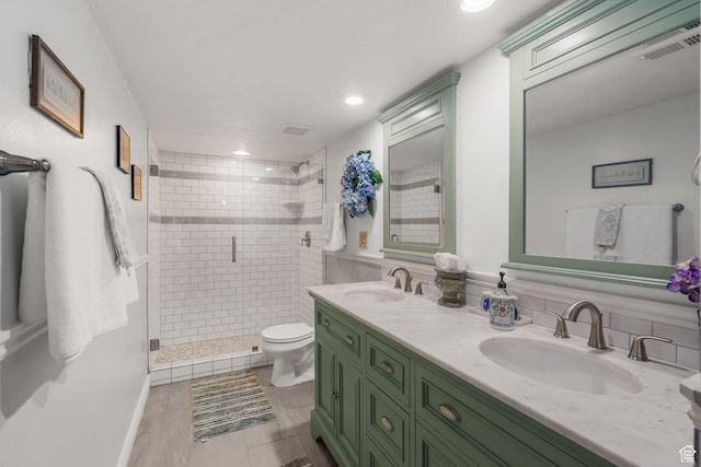 896 E 380 N, Heber City, UT 84032 - bathroom with a shower stall, double vanity, toilet, recessed lighting, and baseboards