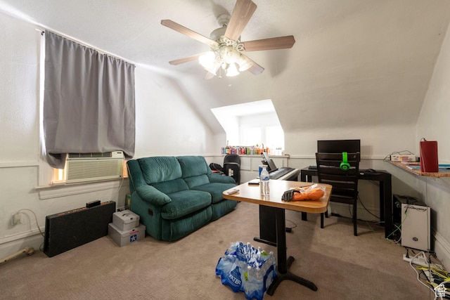 237 S 1100 E, Salt Lake City, UT 84102 - office area with lofted ceiling, carpet flooring, ceiling fan, and cooling unit