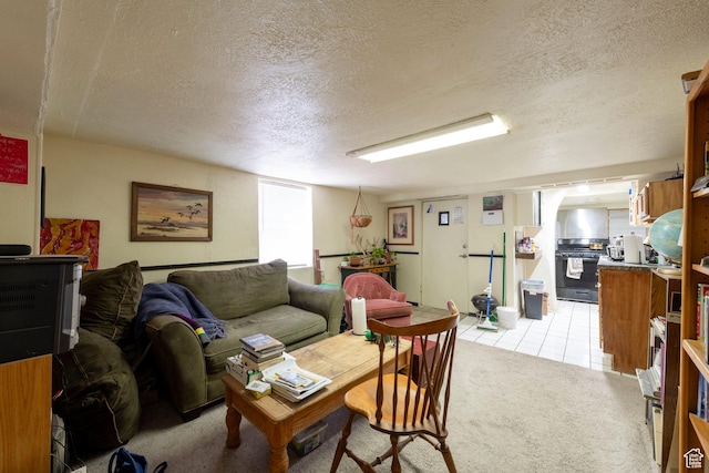 237 S 1100 E, Salt Lake City, UT 84102 - living area featuring a textured ceiling, light tile patterned floors, and light carpet