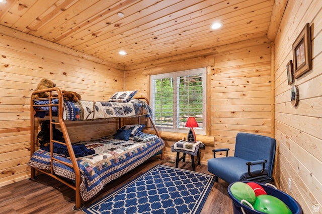 4708 Red Fir Way, Oakley, UT 84055 - bedroom featuring recessed lighting, wood finished floors, wooden ceiling, and wooden walls