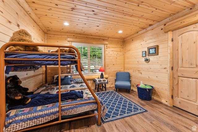 4708 Red Fir Way, Oakley, UT 84055 - bedroom featuring wood ceiling, wood finished floors, wood walls, and recessed lighting