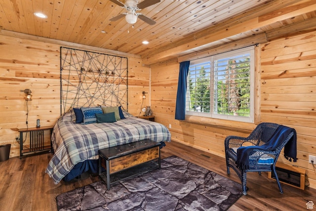 4708 Red Fir Way, Oakley, UT 84055 - bedroom with recessed lighting, wooden walls, wood finished floors, and wood ceiling