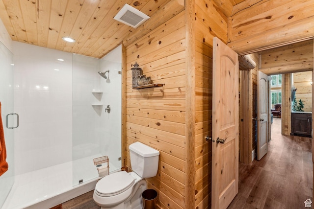 4708 Red Fir Way, Oakley, UT 84055 - full bath with toilet, a stall shower, wood finished floors, recessed lighting, and wood ceiling