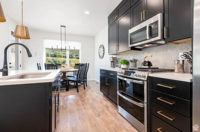 12852 N Belaview Way, Hideout, UT 84036 - kitchen with appliances with stainless steel finishes, a sink, dark cabinetry, light countertops, and recessed lighting