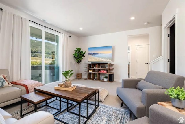 12852 N Belaview Way, Hideout, UT 84036 - carpeted living area featuring recessed lighting and baseboards