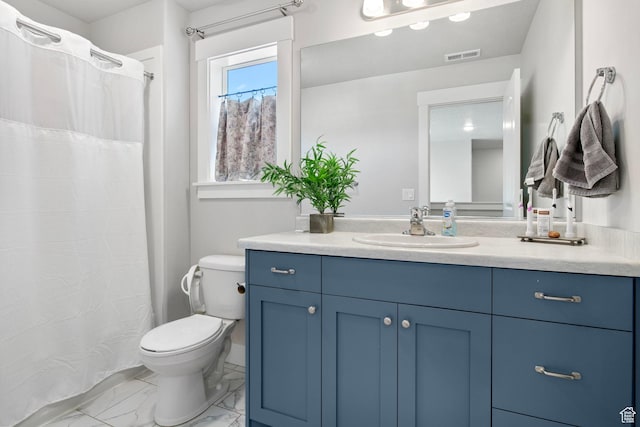 432 W 1470 N, Tooele, UT 84074 - bathroom with vanity, marble finish floors, and a shower with shower curtain