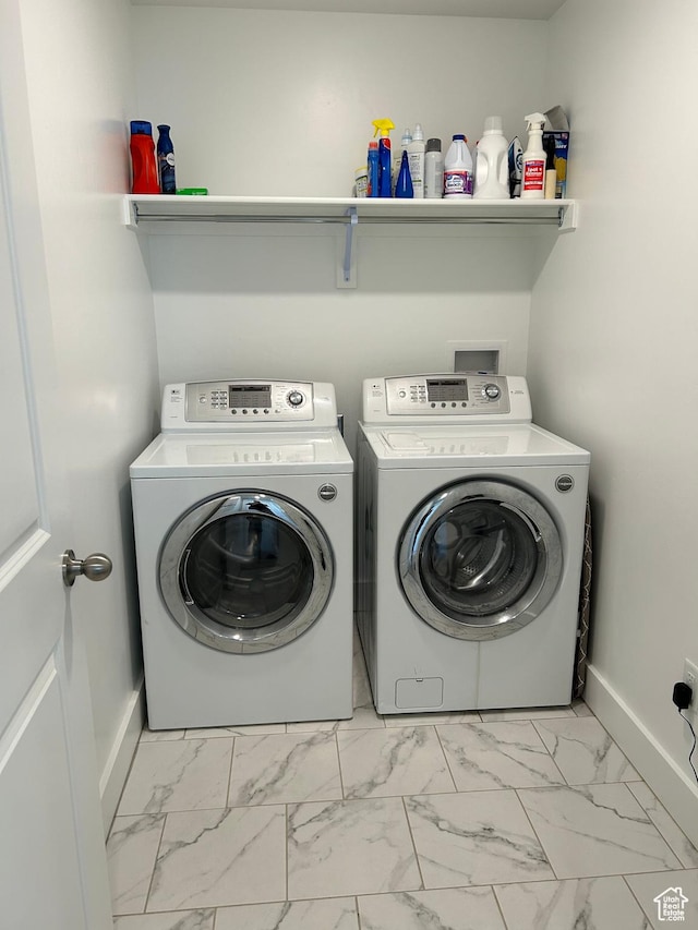 432 W 1470 N, Tooele, UT 84074 - washroom with separate washer and dryer, marble look tiles, and baseboards