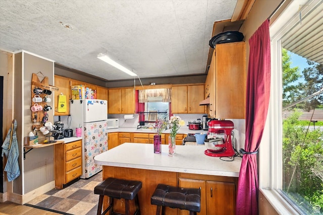 1411 E 13000 N, Cove, UT 84320 - kitchen with white appliances, a peninsula, light countertops, and plenty of natural light