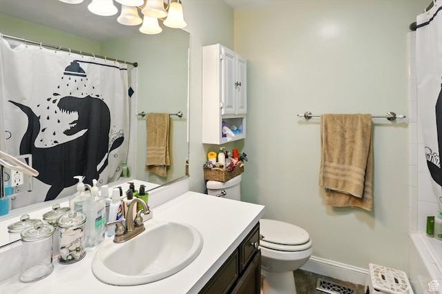 2223 S Allison Way, Syracuse, UT 84075 - full bath featuring vanity, a chandelier, toilet, and baseboards